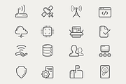 Network and servers line icons