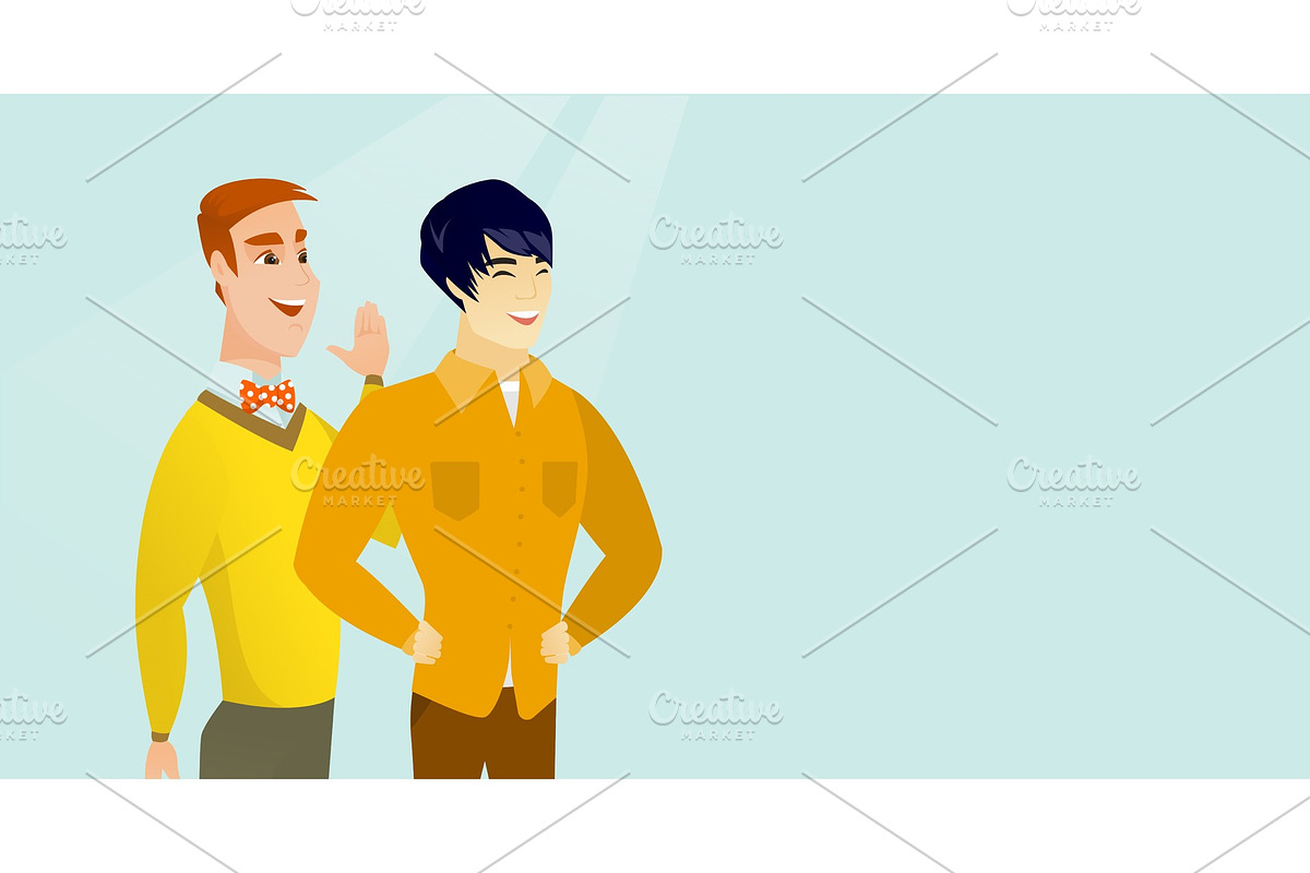 Caucasian man whispering to a friend a secret. in Illustrations - product preview 8