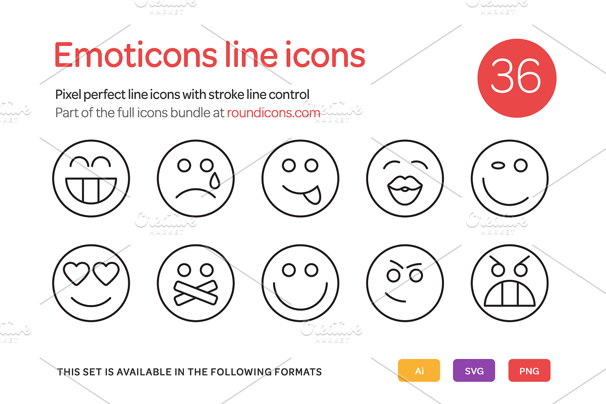 Emoticons Line Icons Set in Heart Emoticons - product preview 8