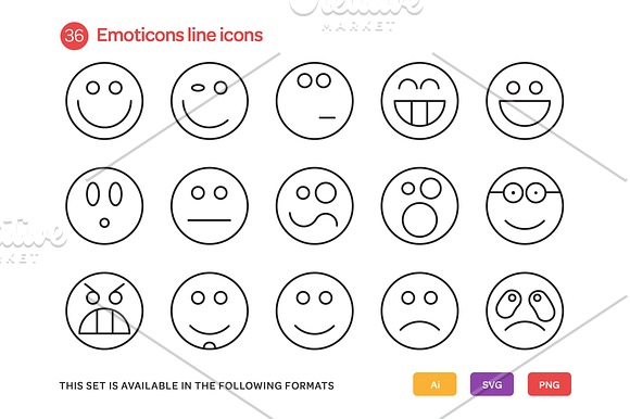 Emoticons Line Icons Set in Heart Emoticons - product preview 1
