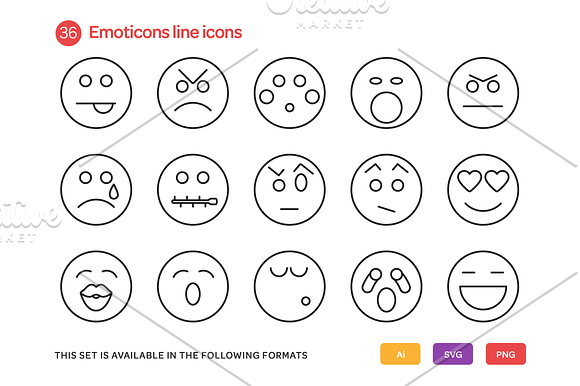 Emoticons Line Icons Set in Heart Emoticons - product preview 2