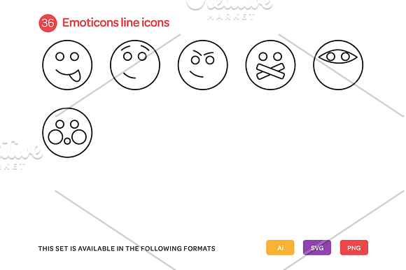 Emoticons Line Icons Set in Heart Emoticons - product preview 3