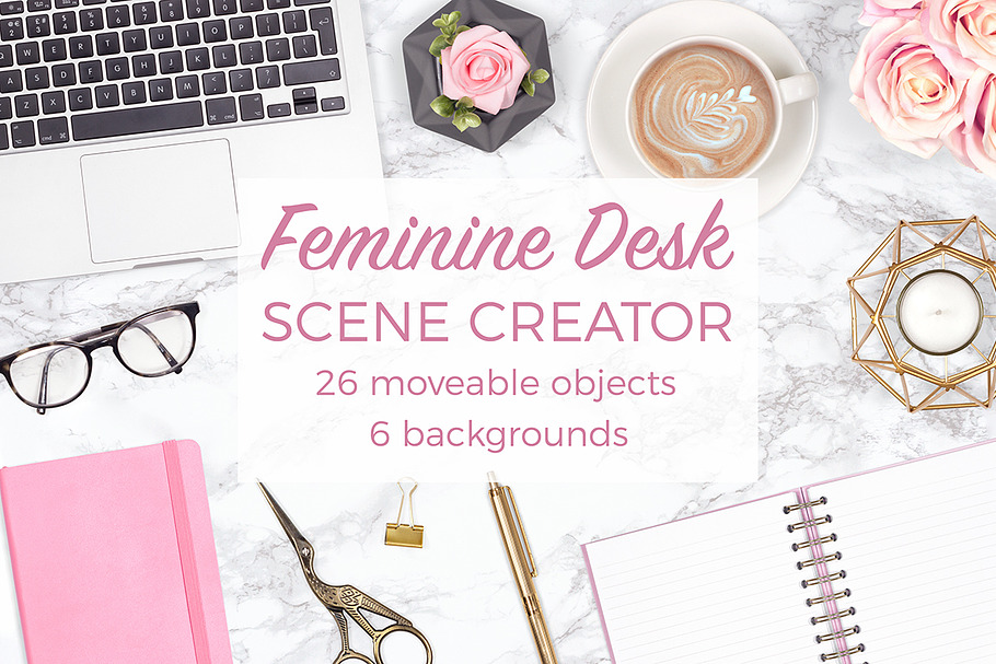Feminine Desk Scene Creator in Scene Creator Mockups - product preview 8