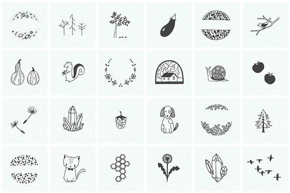 150 Hand Drawn Elements -Nature- in Illustrations - product preview 2