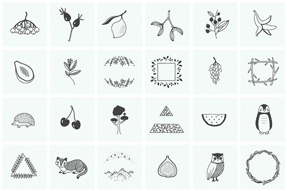 150 Hand Drawn Elements -Nature- in Illustrations - product preview 3