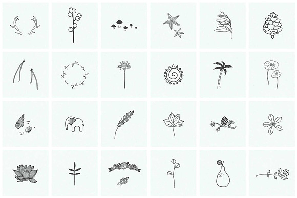 150 Hand Drawn Elements -Nature- in Illustrations - product preview 5