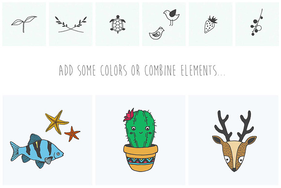 150 Hand Drawn Elements -Nature- in Illustrations - product preview 6