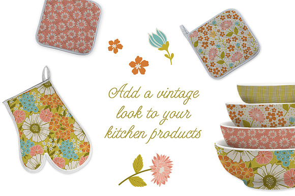 Vintage Floral Feedsack Patterns in Patterns - product preview 3