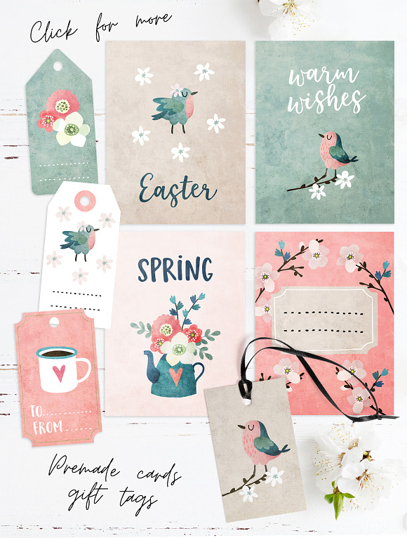 Blooming Spring watercolor set in Illustrations - product preview 2