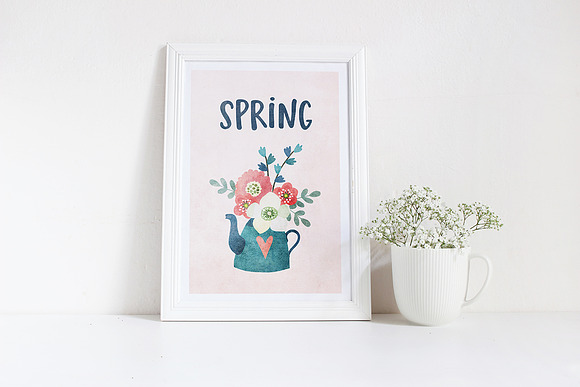 Blooming Spring watercolor set in Illustrations - product preview 4