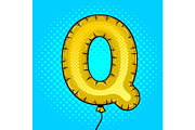 Air balloon in shape of letter Q pop art vector