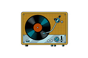 Record player turntable pop art vector