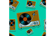 Record player turntable seamless vector