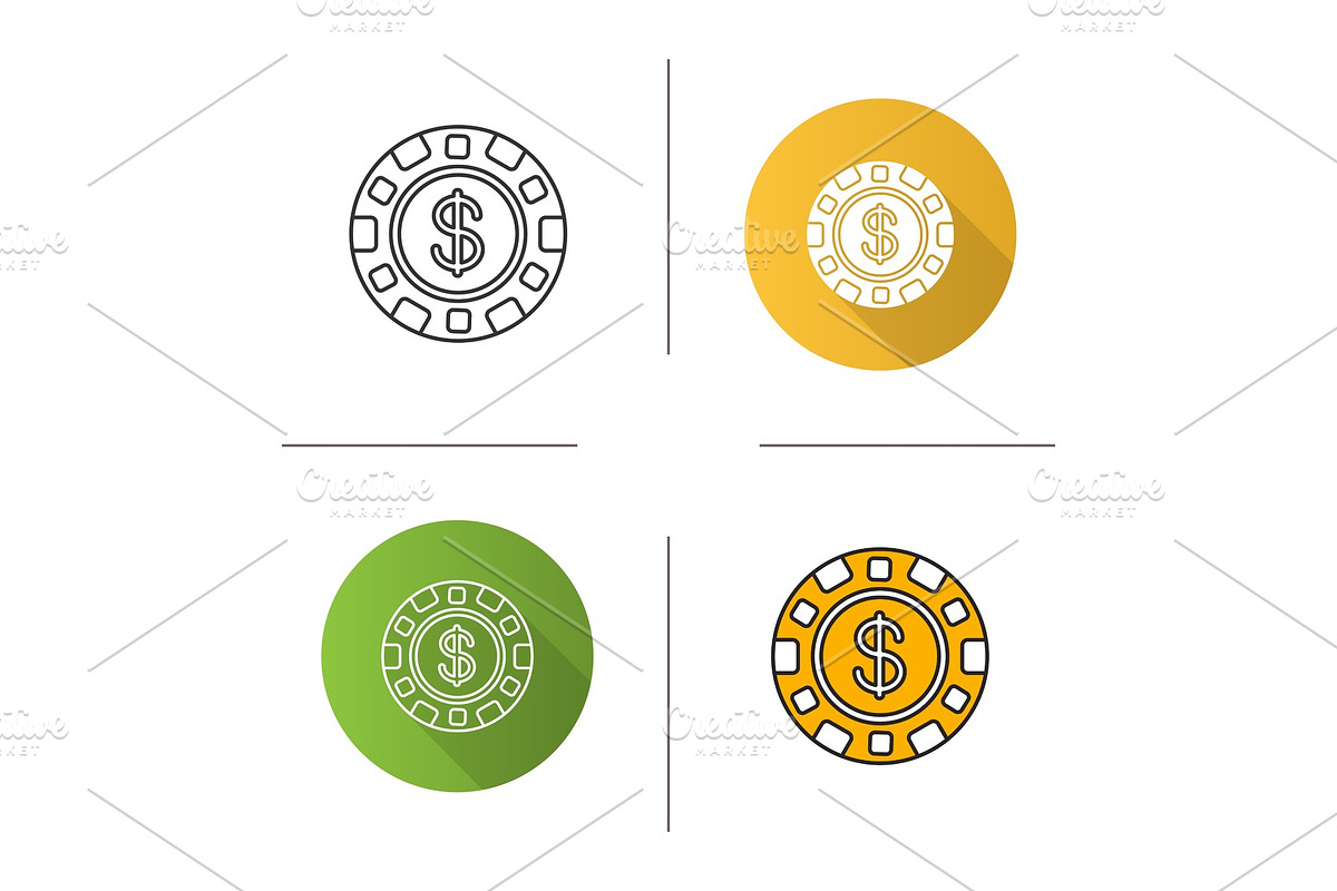 Casino chip linear iconicon in Graphics - product preview 8