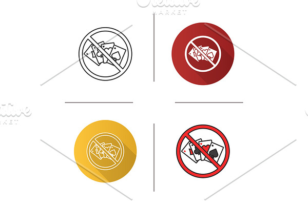 Forbidden sign with playing cards icon