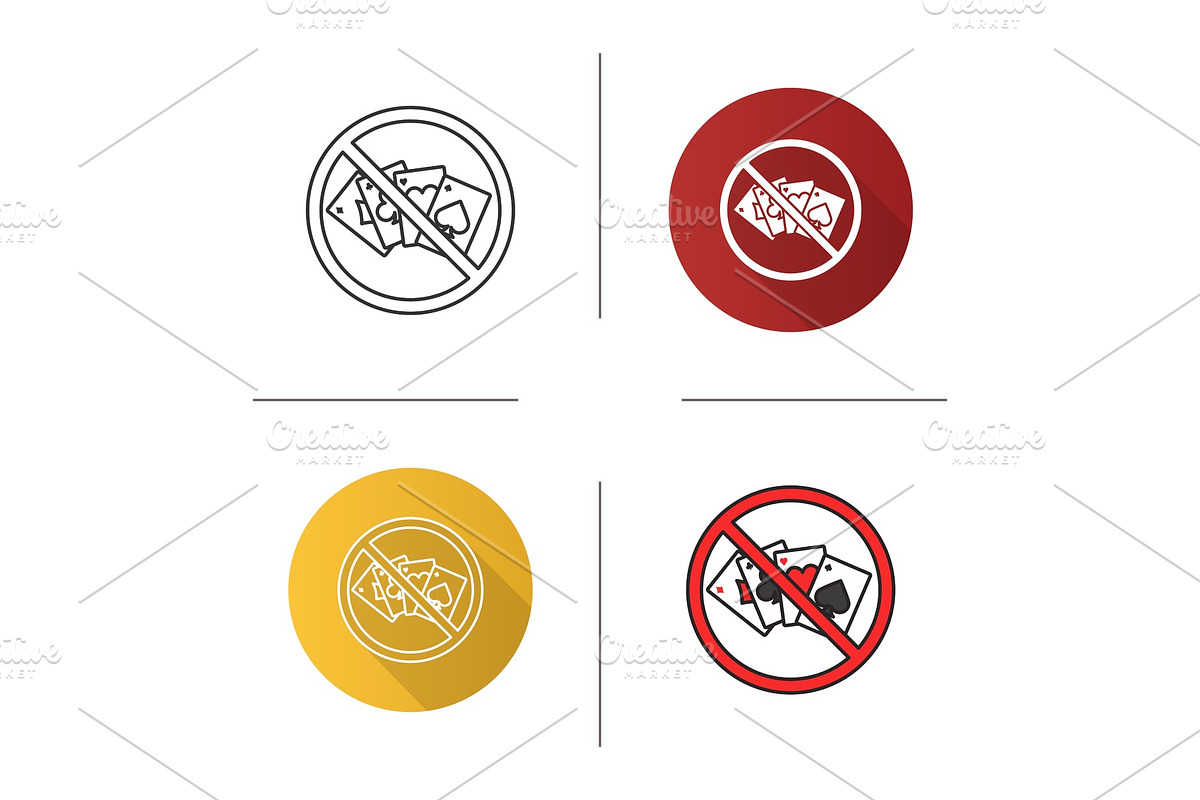 Forbidden sign with playing cards icon in Graphics - product preview 8