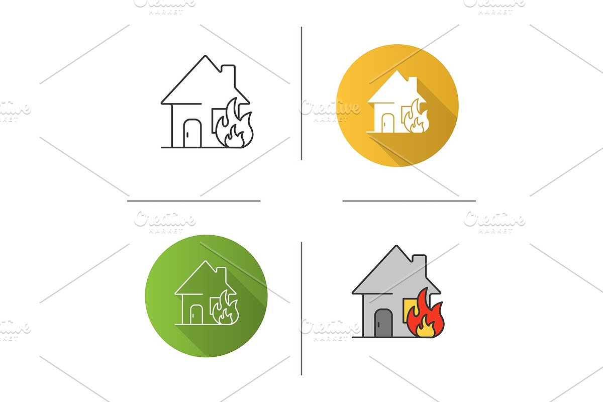 Burning house icon in Graphics - product preview 8