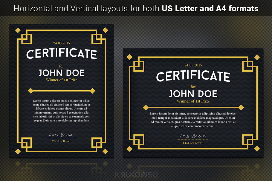Dark Certificate Template in Stationery Templates - product preview 8