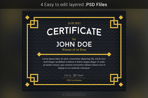 Dark Certificate Template in Stationery Templates - product preview 2