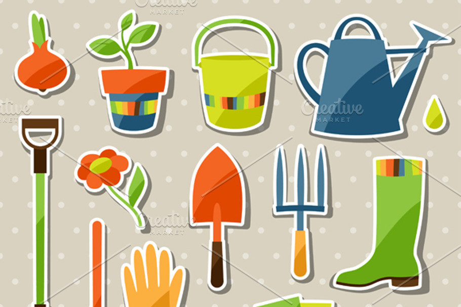 Garden sticker design elements. in Objects - product preview 8