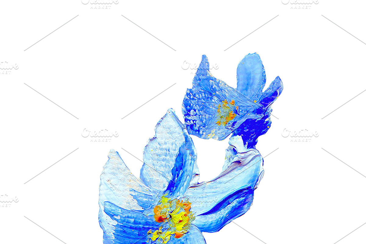 Hand painted modern style blue flower in Illustrations - product preview 8