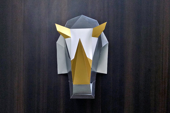 DIY Rhinoceros Head - 3d papercraft in Templates - product preview 1