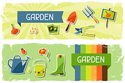 Banners with garden stickers.