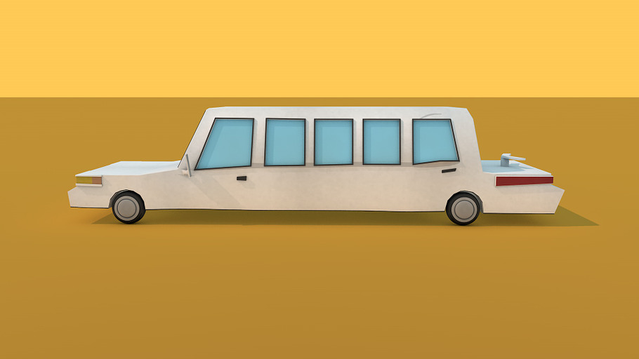 Low Poly Limousine in Vehicles - product preview 2