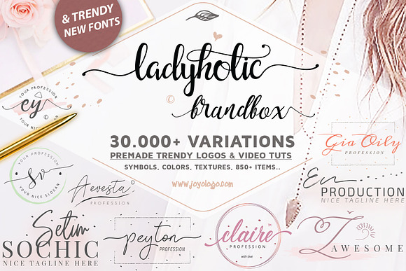 Ladyholic Premade Logo Branding Pack in Logo Templates - product preview 16