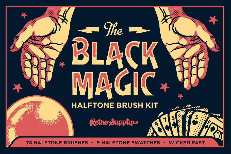 Black Magic Vector Halftone Brushes in Photoshop Brushes - product preview 8
