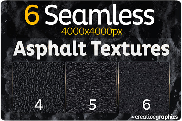 6 Seamless Asphalt Textures in Textures - product preview 1
