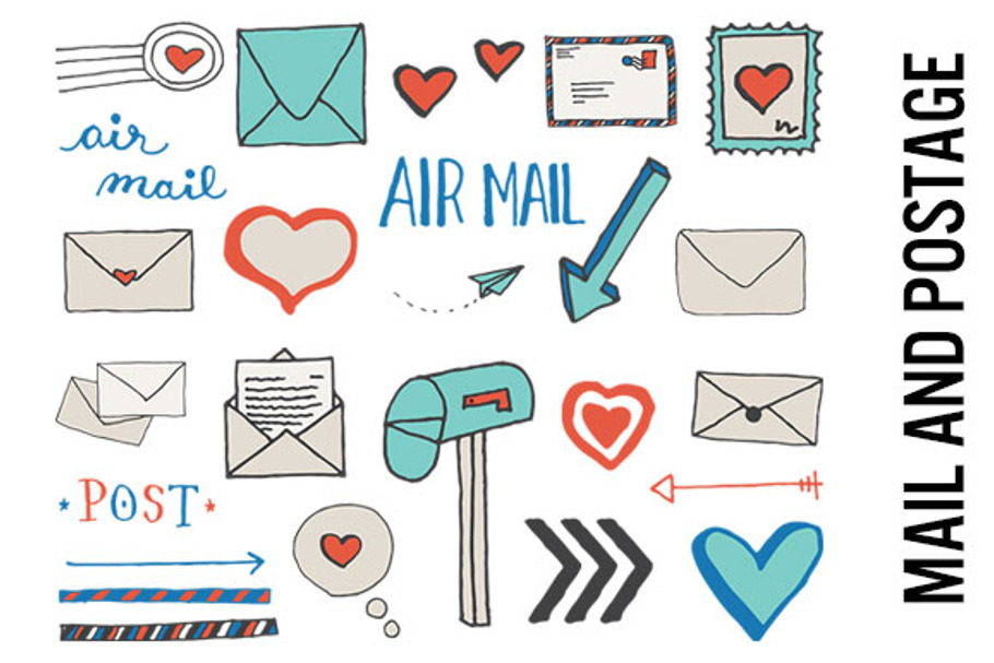Mail and Postage Pen Pal Doodles in Illustrations - product preview 8