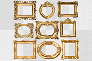 PNG Baroque style golden frames