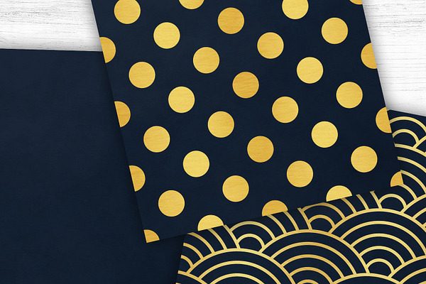 Navy & Gold Digital Papers