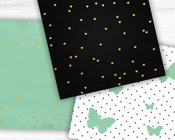 Mint Gold Digital Papers in Textures - product preview 1