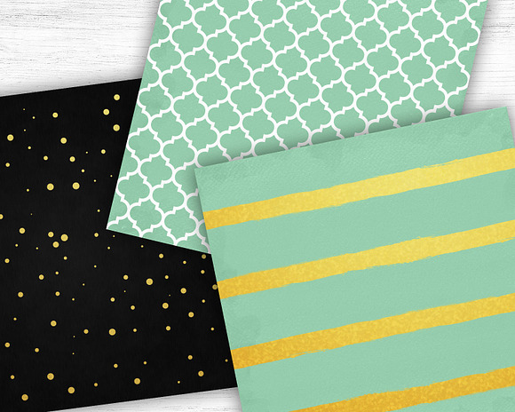 Mint Gold Digital Papers in Textures - product preview 2
