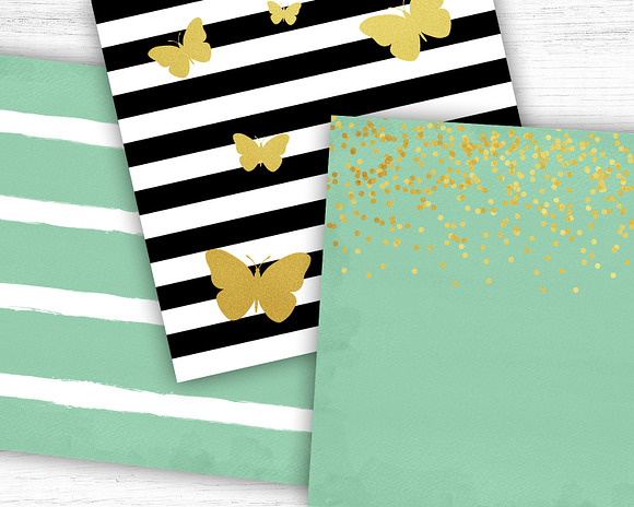 Mint Gold Digital Papers in Textures - product preview 4