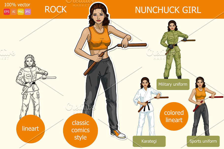 Indonesian girl armed with nunchuck in Objects - product preview 8