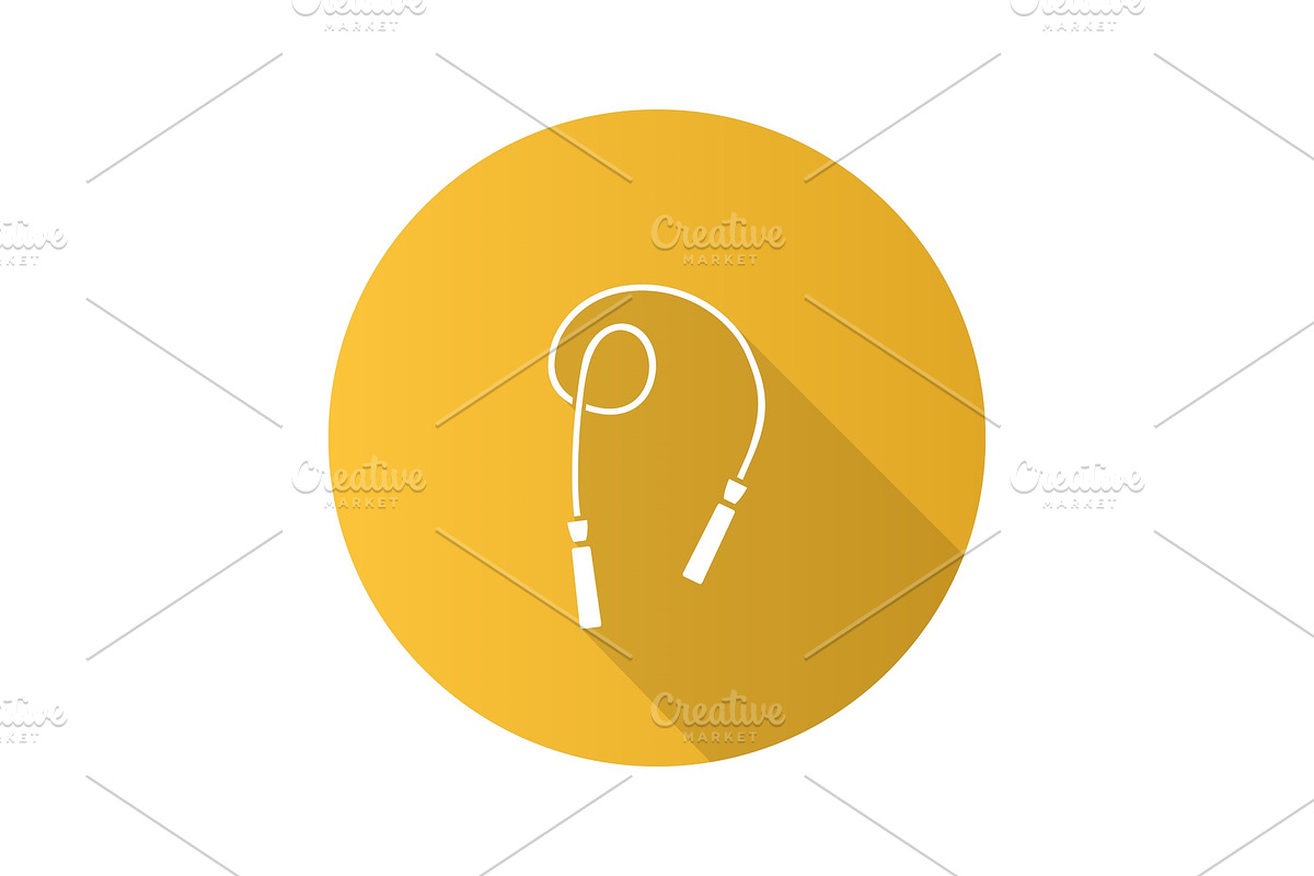 Jump rope flat design long shadow glyph icon in Graphics - product preview 8