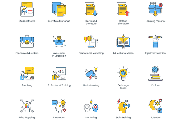 100 Online Education Icons in Graphics - product preview 4