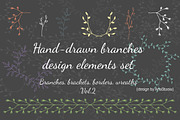 Hand-drawn branches set2