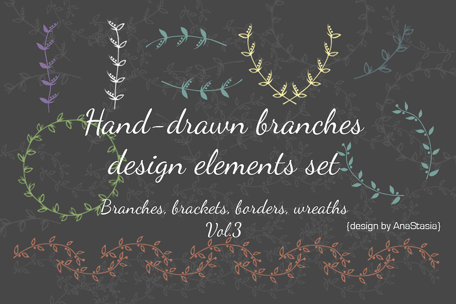 Hand-drawn branches set3