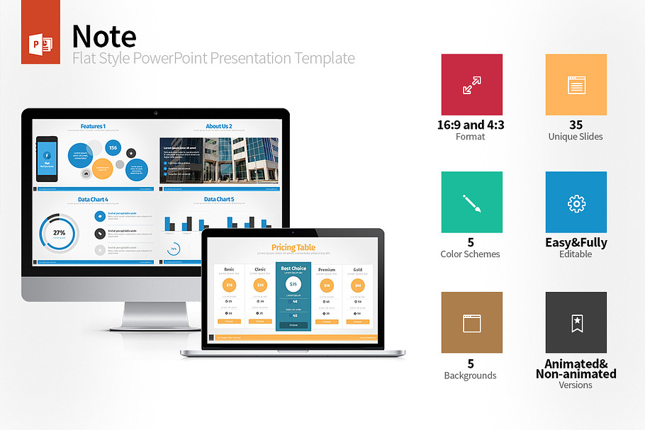 Note Flat Style PowerPoint Template in PowerPoint Templates - product preview 8