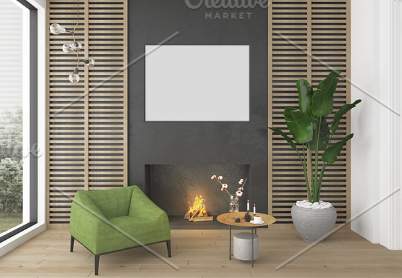 Interior scene - blank wall mockup in Print Mockups - product preview 2
