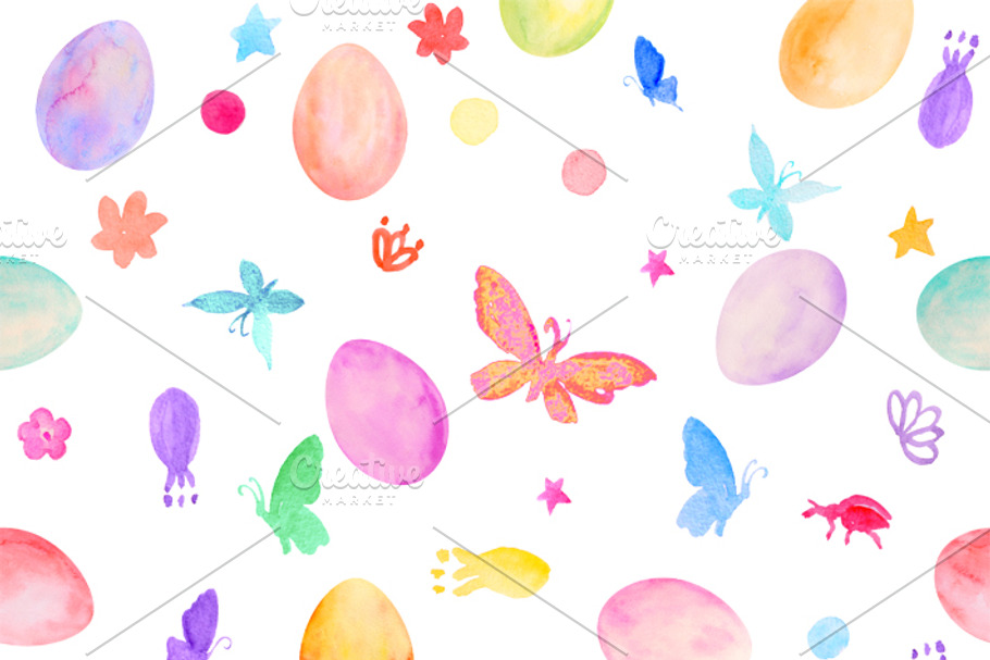 Watercolor Easter Eggs Pattern in Patterns - product preview 8
