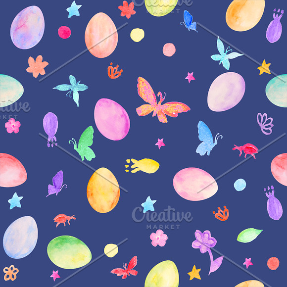 Watercolor Easter Eggs Pattern in Patterns - product preview 1