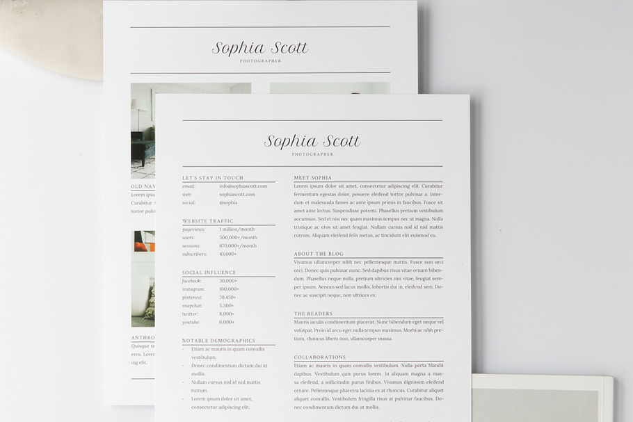 Sophia Media Kit + Resume