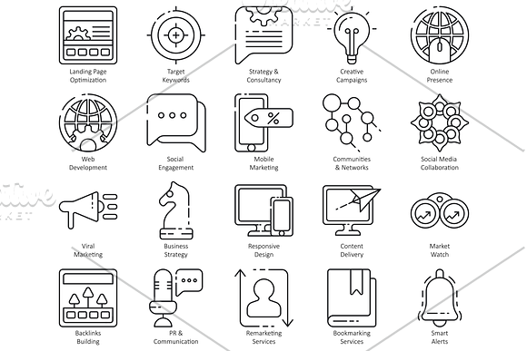 100 SEO Web Line Icons in Graphics - product preview 2