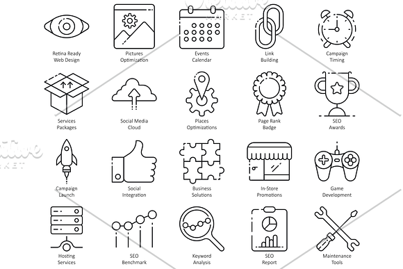 100 SEO Web Line Icons in Graphics - product preview 4