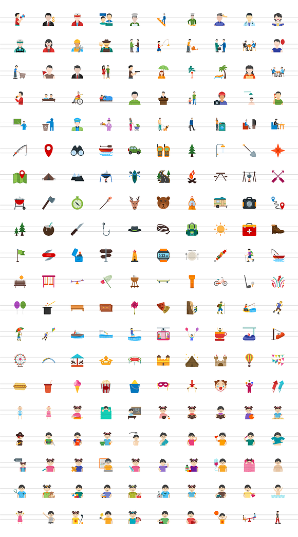 200 Activities Flat Icons in Graphics - product preview 1